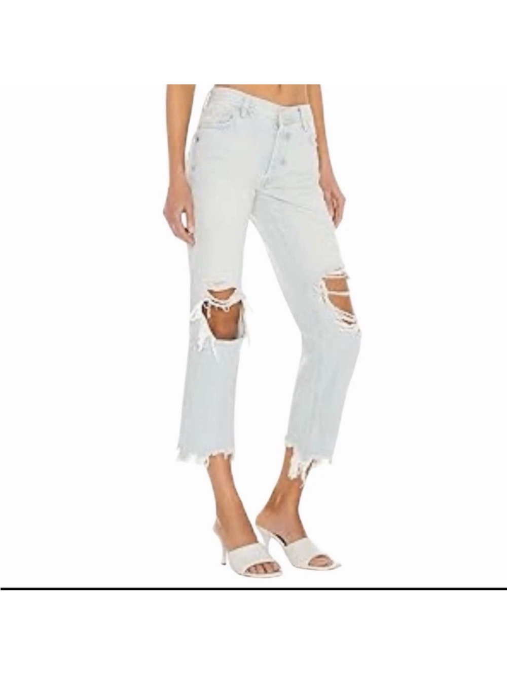 Nwt Free People Maggie Distressed Cropped Jeans Frayed Hen 27